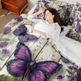 thumbnail image 4 of jejeloiu Rustic Plant Flower 7 Pieces Bedding Comforter Set,Purple Flying Butterfly Full Bedding Set For Men Women Reversible, 4 of 8