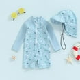 thumbnail image 2 of ZPYESWOW Tropical Bathing Suit Bathing Suits for Girls Boys Rash Guard Long Sleeve Baby Rash Boy 6x Girls Clothes 5 Year Old Boy Clothes Cute Clothes, Light Blue 6-12 Months, 2 of 7