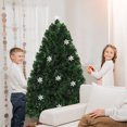 thumbnail image 2 of Patiojoy 6' Artificial Christmas Tree Pre-Lit Multi-Color Fiber Optic w/ Snowflake, 2 of 9