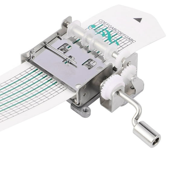 Masteelf New DIY Tune Hand Crank Mechanical Musical Box with Hole Puncher 15 Note Paper Gift Make Your Own Song with 3pcs Blank Paper Tapes (Silver)