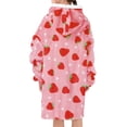 thumbnail image 6 of Kids Oversized Wearable Blanket Hoodie Sweatshirt with Deep Pockets for Boys Girls One Size 4-14 Strawberry, 6 of 6