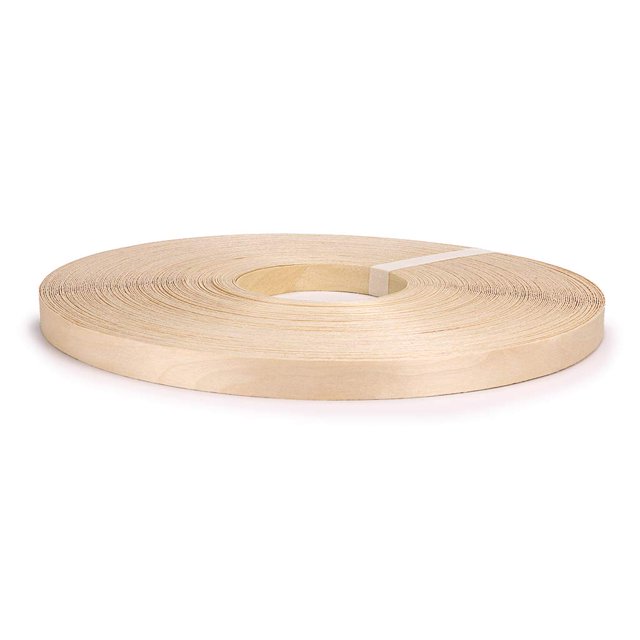 Skelang Birch, rollo de 3/4 "x 250', bandas de borde de chapa de madera, prepegado, planchado con adhesivo termofusible, cinta de madera Flexible