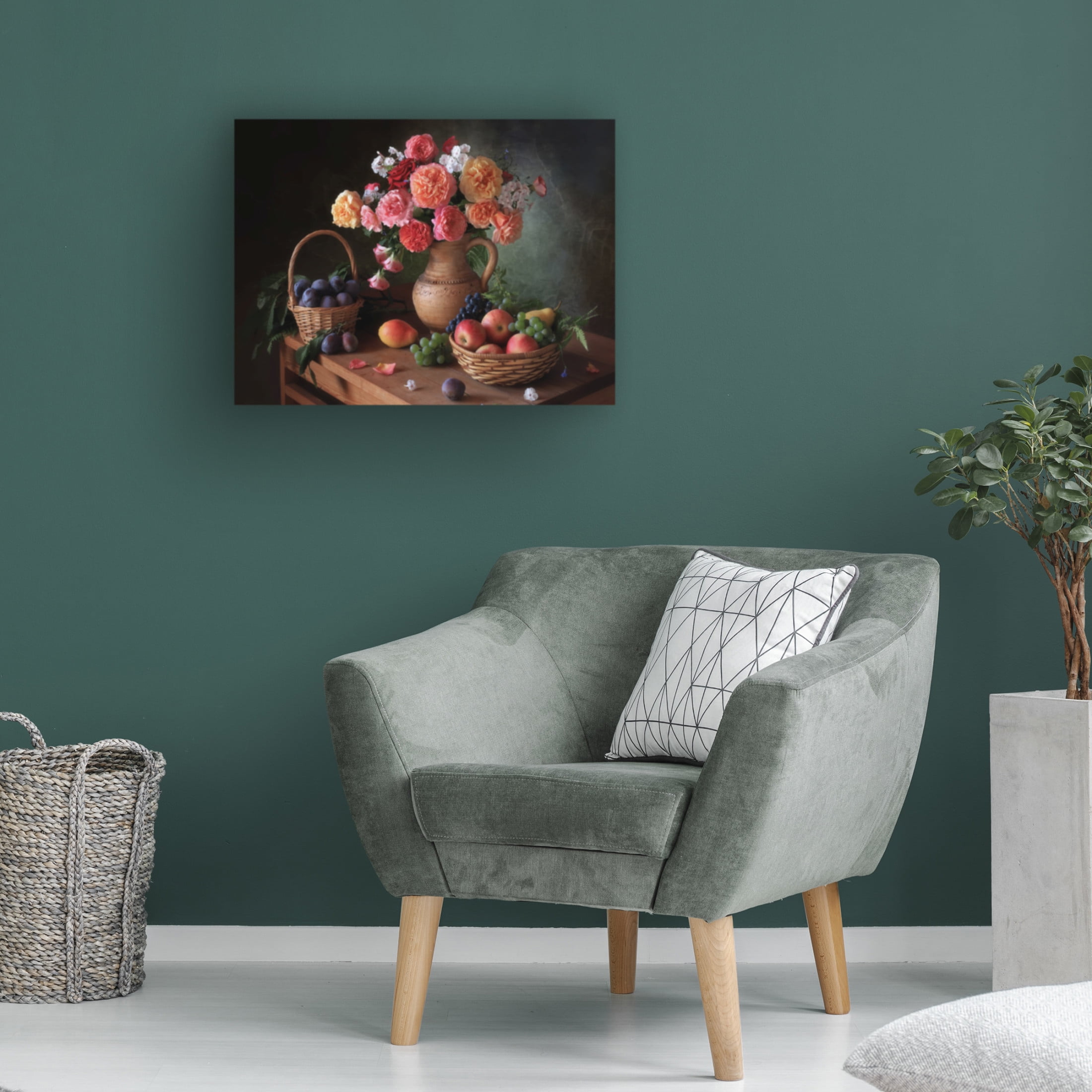 Trademark Fine Art Tatyana Skorokhod Still Life With Flowers And Autumn Fruits Canvas Wall Art