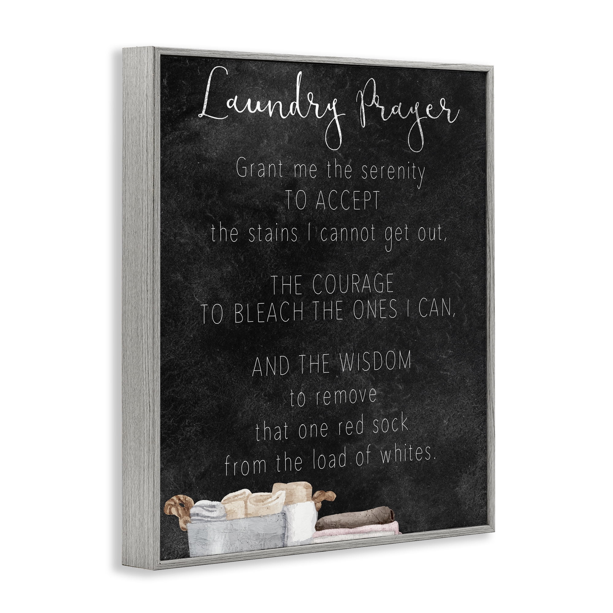 Accept The Stains Laundry Prayer Gray Framed Giclee Art, design by Kim Allen