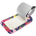 thumbnail image 2 of Square 2Pack PU Leather Rose Pink Yellow Lily Cruise Luggage Tag with Privacy Cover and Name ID Tag for Travel Handbags Backpacks Luggage Tags, 2 of 6
