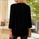 thumbnail image 4 of Tops de Manga Larga de las Mujeres Casual Color Sólido V Cuello Tres Cuartos de Manga Blusa Suave, 4 of 7