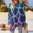 thumbnail image 3 of Blue Giraffe Skin Print T-Shirt Casual Loose Long Sleeve T-Shirts Printed Aesthetic Tee Shirt Women Autumn Tees Big Si, 3 of 7