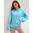 thumbnail image 4 of Womens Oversized Hoodie Fashion Sweatshirt Casual Loose Pullover Hoodies with Drawstring Long Sleeve Outerwear for Daily Wear Light Exercise, Lake Blue, 2XL, 4 of 9