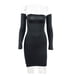 thumbnail image 3 of Vestido de discoteca de primavera con bolsa y falda a la cadera, sexy, con tubo, para mujer, de manga larga, con cuello halter, vestido tubo para mujer, minivestido ajustado con escote, 3 of 5