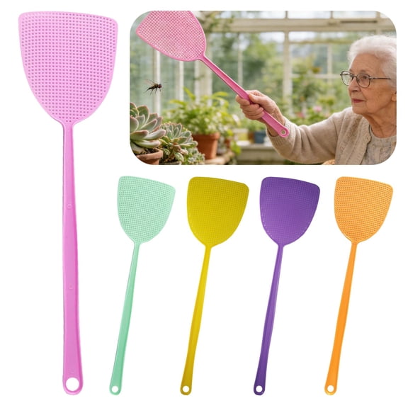 Classic Fly Swatter | Long Handle Non-Breakable Plastic | Pink