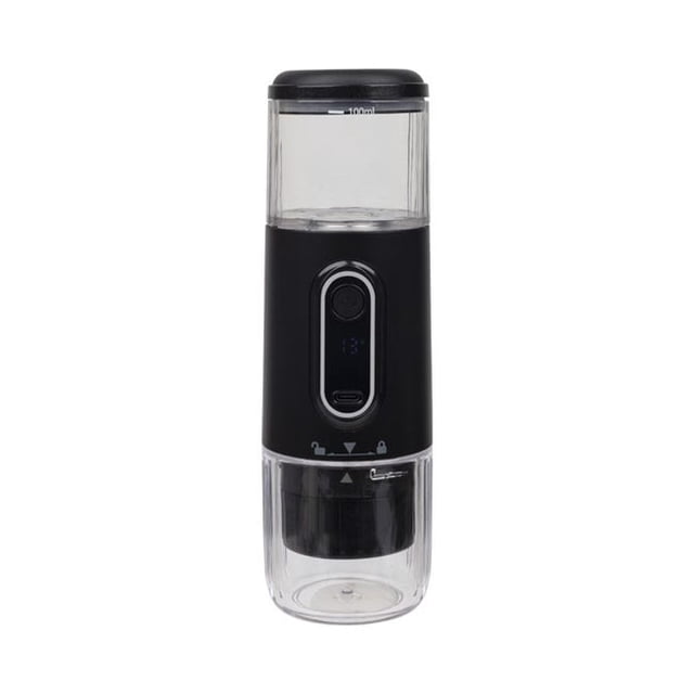 Cafetière Portative Sans Fil, Machine à Espresso Électrique Compacte 100 ml, Compatible avec Capsules et Café Moulu, Rechargeable USB Type-C, Noir