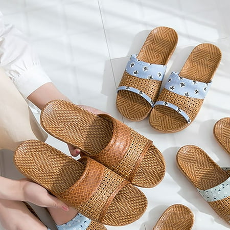 

Aayomet Womens Slippers Summer Subgrass Couple Sandal Slippers Women s Home Interior Anti Slip Thick Sole Floor Linen Slippers Blue 8.5