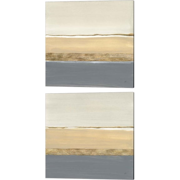 Great Art Now Gold Strips B by Chris Paschke 2 Piece Canvas Art Set Each 14"W x 14"H
