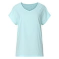 thumbnail image 4 of Cyber&Monday Deals USSUMA Womens Tops Dressy Casual Womens Short Sleeve V Neck T Shirts Basic Tee Tops Loose Casual T-Shirts Summer Tops Solid Color Tee Blouses, 4 of 8