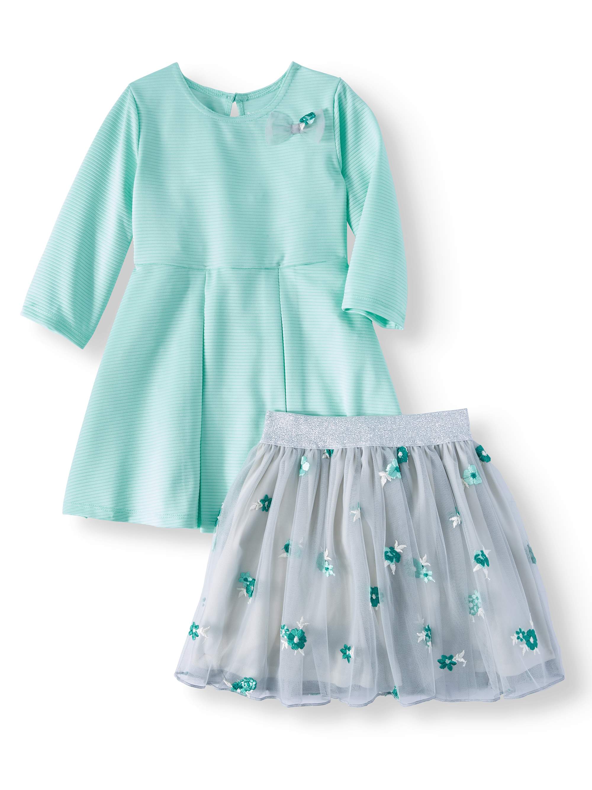 Size 4T Aqua Mint-Flower Print Healthtex Health Toddler Girl ONE Piece Tutu Swimsuit