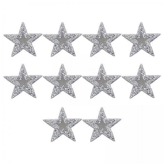 2x10x Parches De Estrellas De Diamantes De Imitación Apliques Reparación Accesorios De Costura Plata