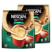 2 PACK - 3 in 1 RICH Coffee (50 Sticks TOTAL) Made from Beans Offers a Relaxing Flavor But with Strong, Solid Essence and Aroma Has a Richer Taste than 3 in 1 Original Serve Hot or Cold From Malays