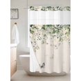 thumbnail image 6 of No Hook Shower Curtain with Snap in Liner, Green Botanical Leaves Butterfly Waterproof Bath Curtain Double Layers with See Through Top Window, Pastoral Vintage Linen Hotel Shower Curtains 36x72in, 6 of 9
