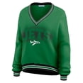 thumbnail image 2 of Women's WEAR by Erin Andrews Green New York Jets Oversized Long Sleeve V-Neck Sweatshirt, 2 of 4