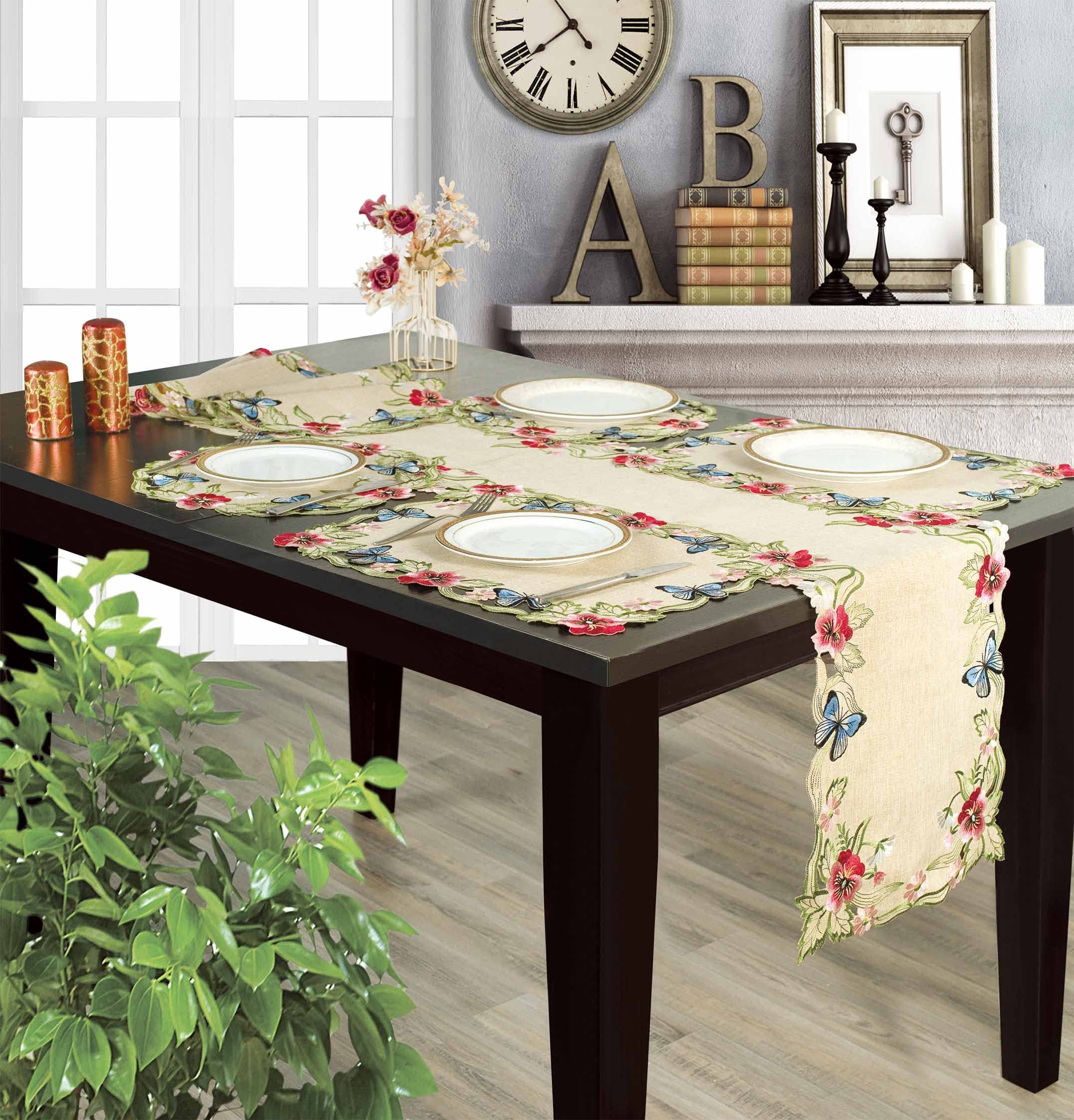 Table Runner for Dining Table, Gold Lace Table Linen, 14x108 inches - The Maliana Collection - Home Decor