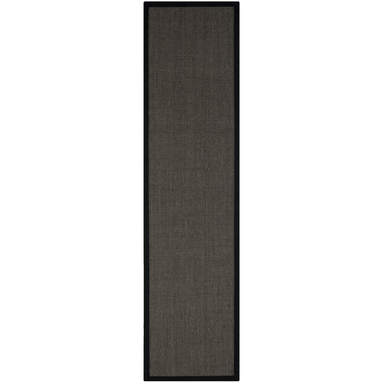 SAFAVIEH Natural Fiber Forrester Border Sisal Runner Rug, Charcoal, 2'6" x 16'