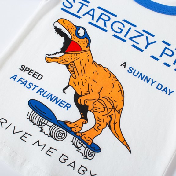 Vedolay Boy Shirt Boys T-Shirts Stripe Cotton Short Sleeve Tees Crew Neck Tops,White 2-3 Years