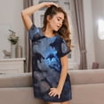 thumbnail image 3 of Sikiie Black And Blue Lightning Dragon Print Women's Short-sleeved Nightdress, Round Neck Pullover Nightdress Pajamas Summer Home Wear, 3 of 6