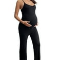 thumbnail image 4 of QATAINLAV Prime Sales Flare Leg Jumpsuits for Maternity Sleeveless Yoga Workout Bodysuit Pregnancy Casual Scoop Neck Full Length Rompers Black XL, 4 of 8