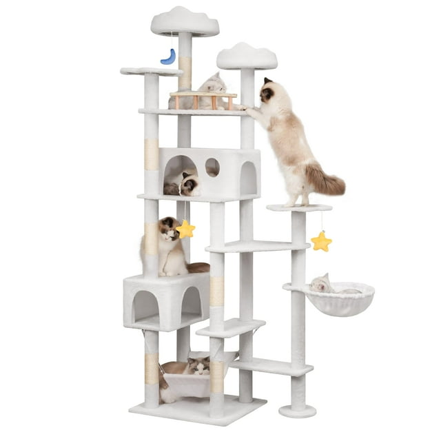 Torre para Gatos Meecal de 216 cm de Alto para Gatos Grandes con Poste Rascador