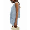 thumbnail image 3 of Women'S Summer 2 Piece Outfits Sleeveless Tank Top Matching Shorts Sets Cotton Striped Sweatsuits Blue M, 3 of 3