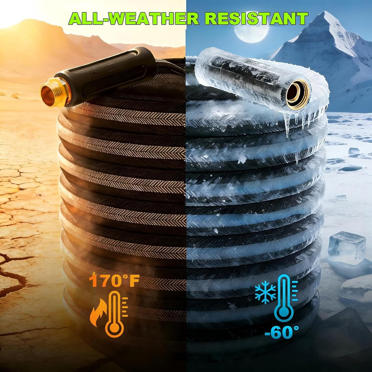 50ft Lightweight Flexible Water Hose, Abrasion Resistant, Kink Free, Durable Sturdy Hoses 2025 Up Graded Thicken Waterhose 700 PSI for Outdoor, RV, Marine, Convenient Storage, 3/4GHT