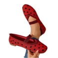 thumbnail image 5 of KIJBLAE Women's Stripe Polka Dot Low Cut Moccasin Flats, Slip On Soft Sole Trendy Daily Casual Shoes Red 36, 5 of 9