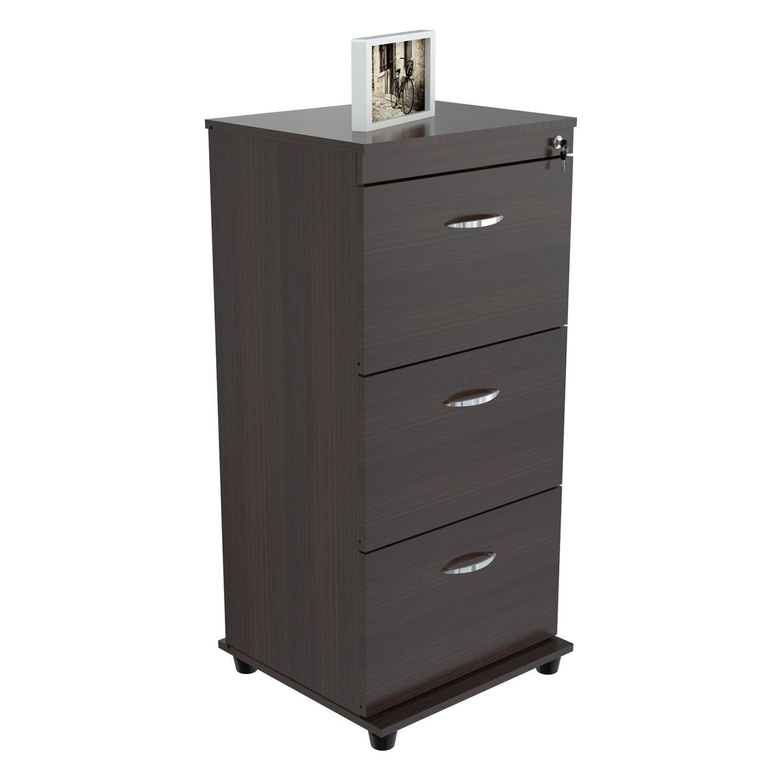 Inval 3 Drawer Vertical Wood Lockable Filing Cabinet ...