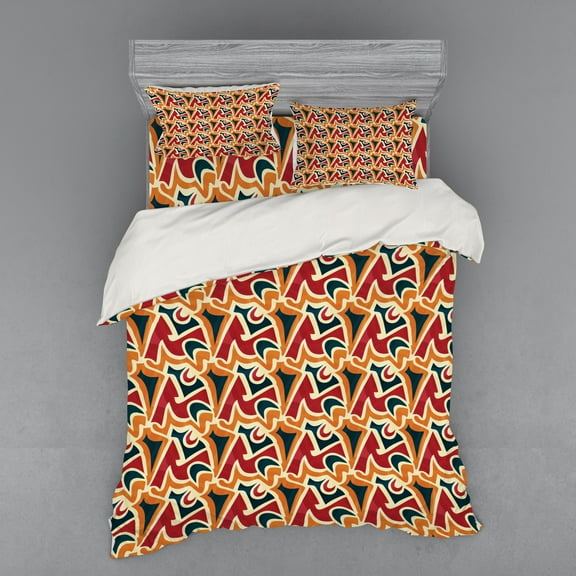 Ambesonne Abstract Bedding Set 4 Pcs, Chaotic Graffiti Art, Queen, Multicolor