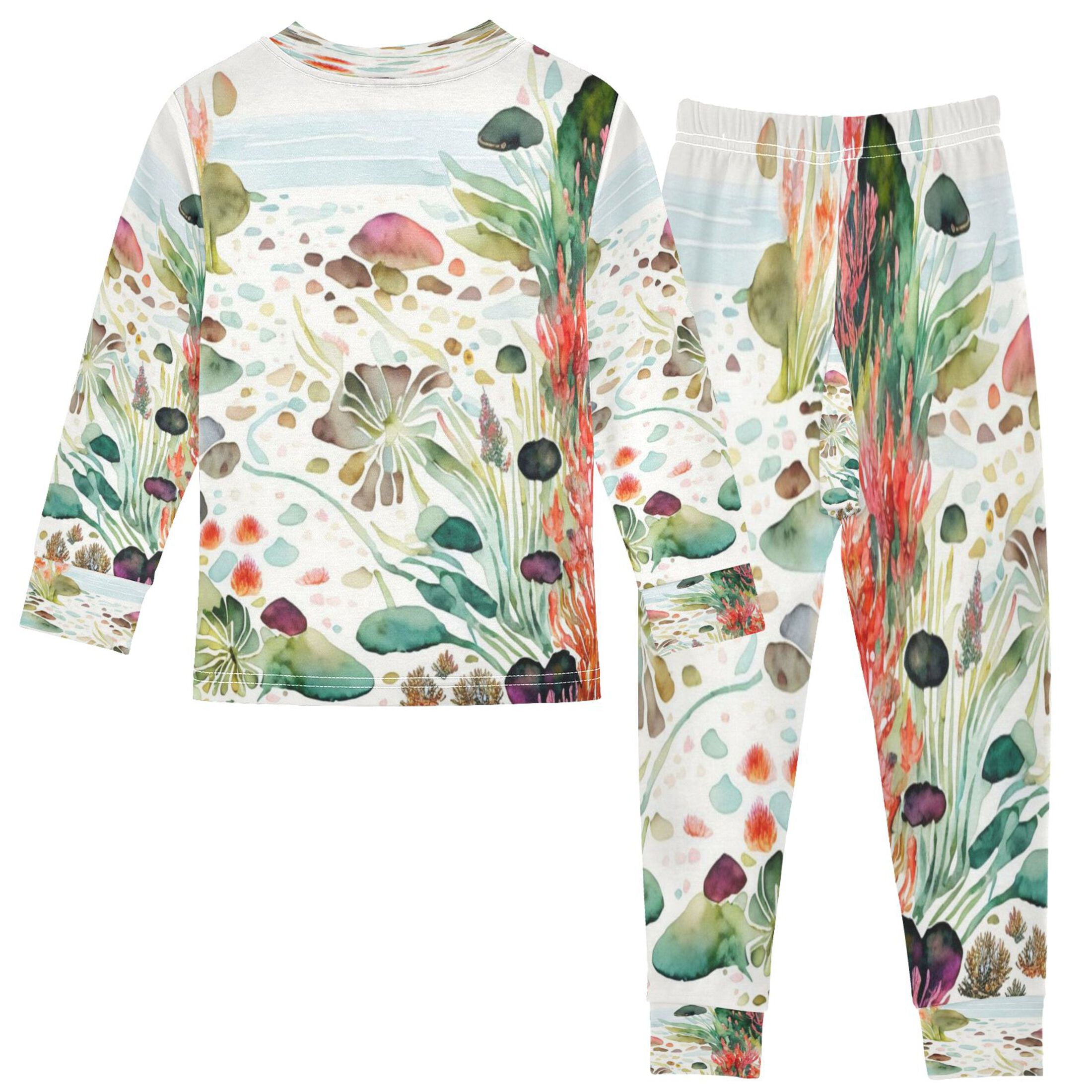 RMDQTR Cotton Pajama Set - 95% Cotton Soft Breathable Elastic Waist Round Neck Sleepwear for 18M-8Y Pondside Chandelier Fusang