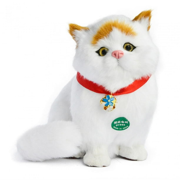 Modelo de gato de simulación presente juguete para mascotas cola móvil, niños, regalos de San Valentín modelo de mascotas adorno para coche sofá hogar Estilo D