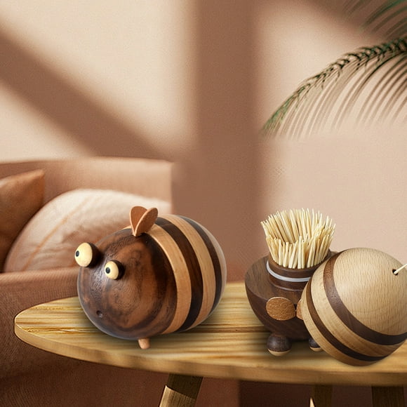 Boovnll Toothpick Holder Little Bee Solid Wood Toothpick Box Cute Living Room Desktop Decoration Home Wooden Toothpick Box, Toothpick Dispenser, Toothpick Holder Dispenser, Tooth Pick Holder