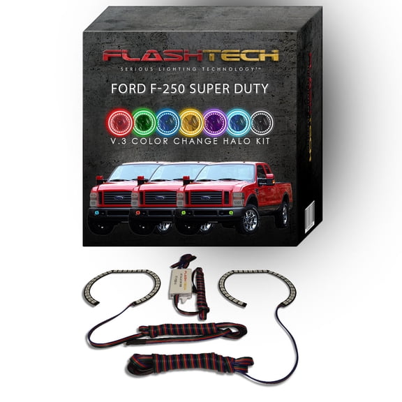 Flashtech RGB Multi Color Changing LED Halo kit for 08-10 Ford F-250 Super Duty Fog Lights