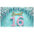 thumbnail image 2 of Gemstone Studded Sweet 16 Birthday Banner Ice Theme Celebration Sign for Teenage Party Event Decoration, 2 of 8