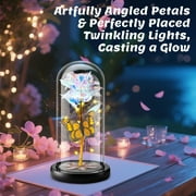 Qoosea Glass Rose Artificial Flowers with LED Lights Eternal Rose with Butterfly in Glass Dome Gifts for Valentine's Day Birthday Mother's Day Christmas