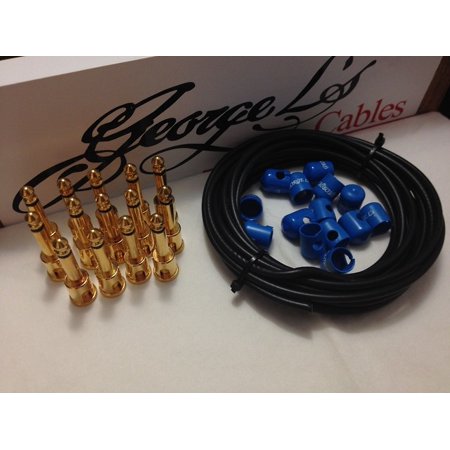 George L's 155 Pedalboard Cable Kit LARGE .155 Black & Blue GOLD 15/14/14