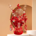 thumbnail image 4 of Lunar New Year Decoration Table Ornament Festival Gift Traditional with Hanging Pendants Vivid Artificial Floral Pot Decor A, 4 of 10