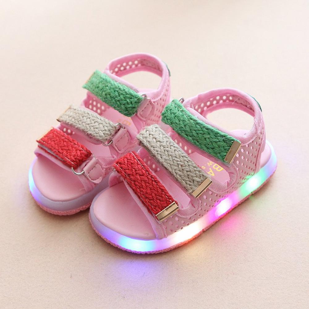 Toddler Kids Baby Boys Girls Flashing LED Sandals Light Up Summer Casual Shoes