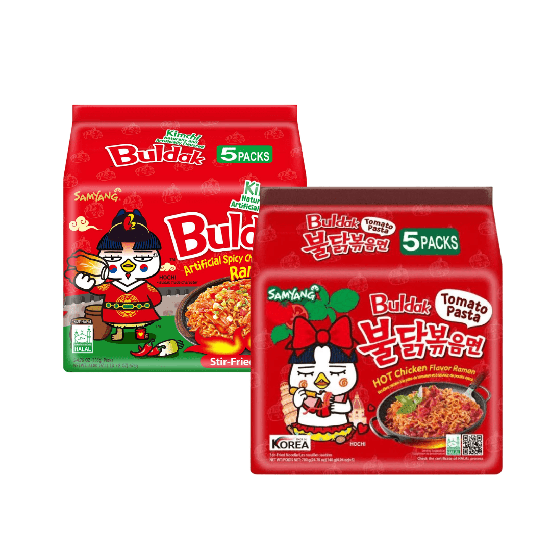 Samyang Hot Chicken Buldak Tomato Pasta & Kimchi Combo (Pack of 10)