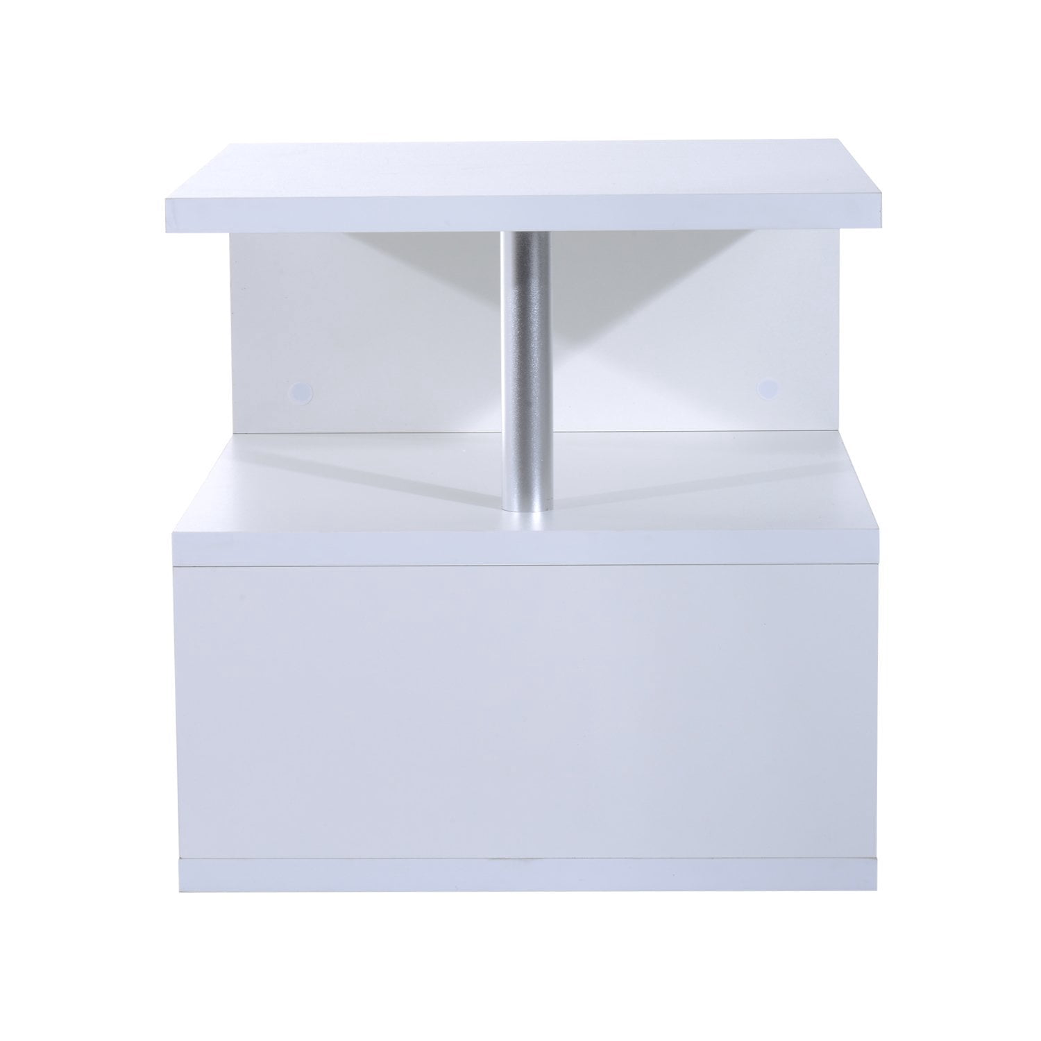 HomCom 20" Modern Designer S-Shaped Multi Level Accent End Table Shelf - White