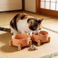 thumbnail image 7 of Kuroiy Double Bowl Raised Ceramic Cat Dog Food Water Bowl, Wide Shallow Design, Elevated for Protection, Non-Slip, 550ml Each, Pink, Yellow, Black, White, Easy Clean, Stable, 7 of 7