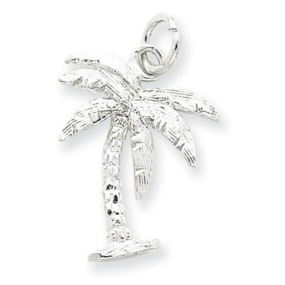 925 Sterling Silver Solid Polished Palm Tree Charm 20x16mm Wide Pendant Necklace for Women