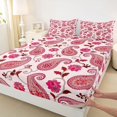 thumbnail image 4 of Erosebridal Girls Paisley Full Size Sheets, Pink Vintage Flower Bed Sheets, 4-Piece 1 Flat Sheet, 1 Fitted Sheet and 2 Pillowcases, 4 of 5