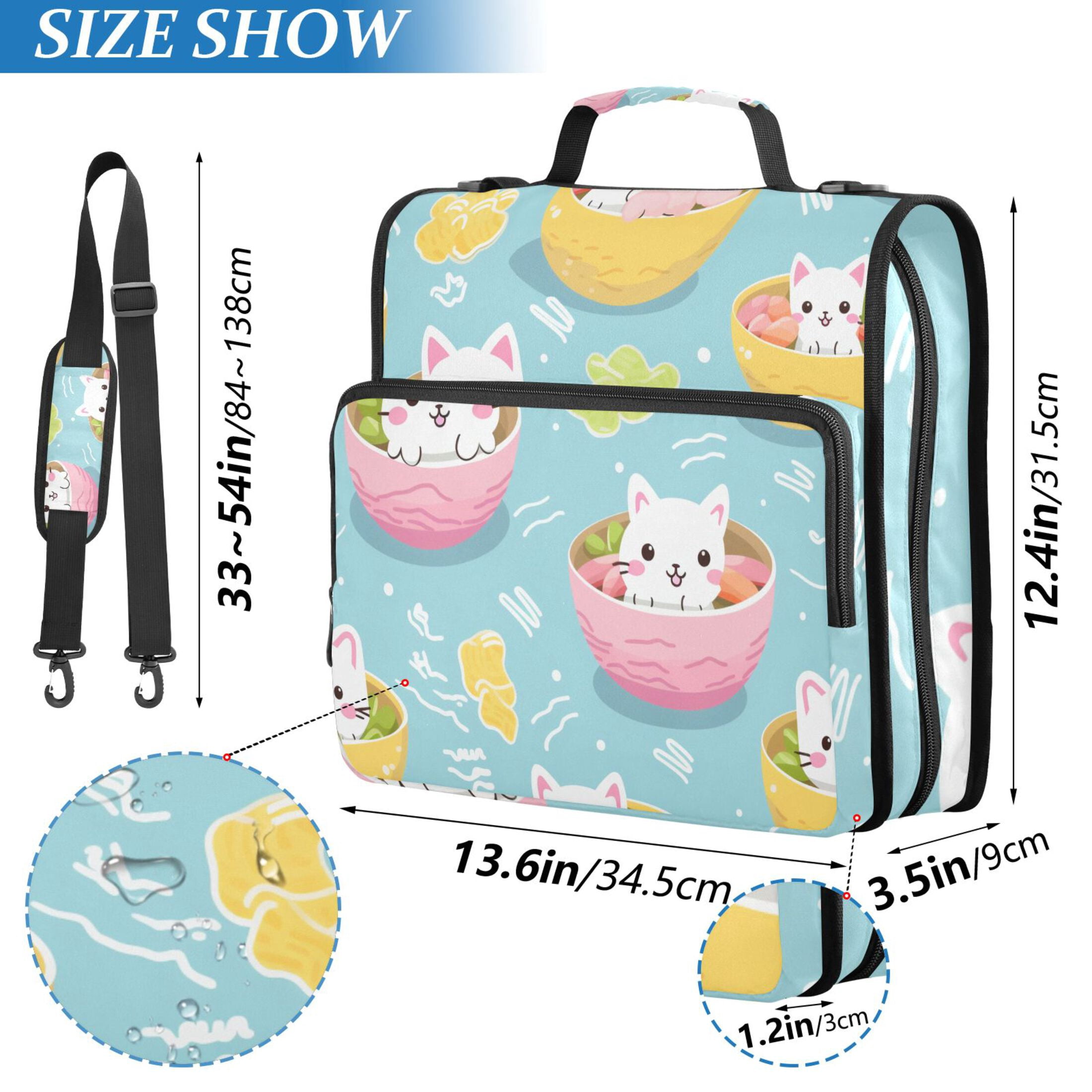 ALAZA Zipper Binder Cute Cat Cartoon 3 Ring Trapper Keeper File Folder Organizer Bag