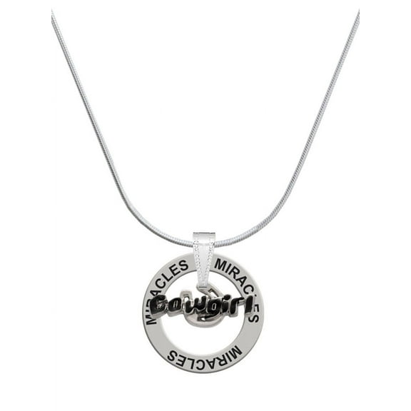 Delight Jewelry Silvertone Black Cowgirl Miracles Ring Charm Necklace, 18"